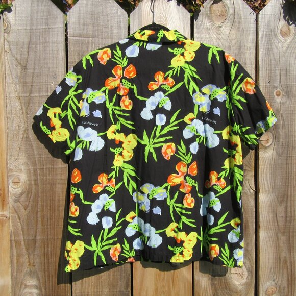 Hilo Hattie Cal-Nev-Ha Black Floral Hawaiian Shirt Men's Size Medium - Picture 3 of 5